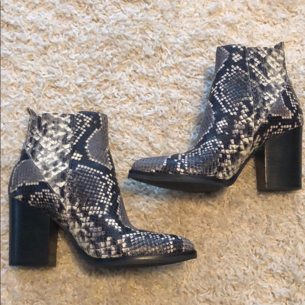 Snakeskin booties